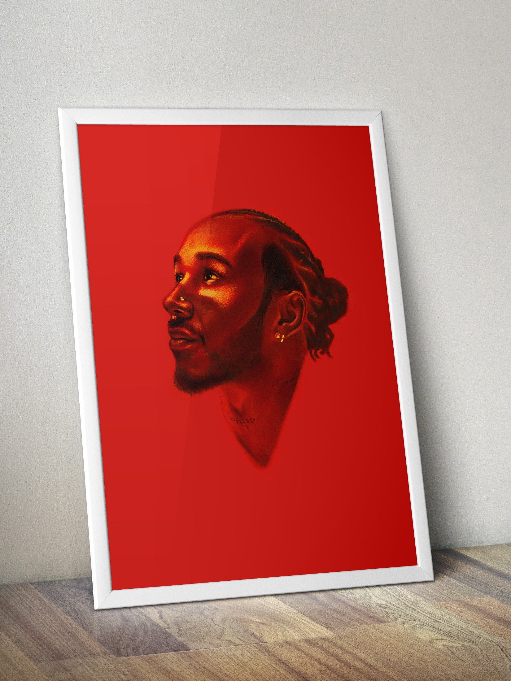Hand-drawn Red Lewis Hamilton - A3 Print product image (1)