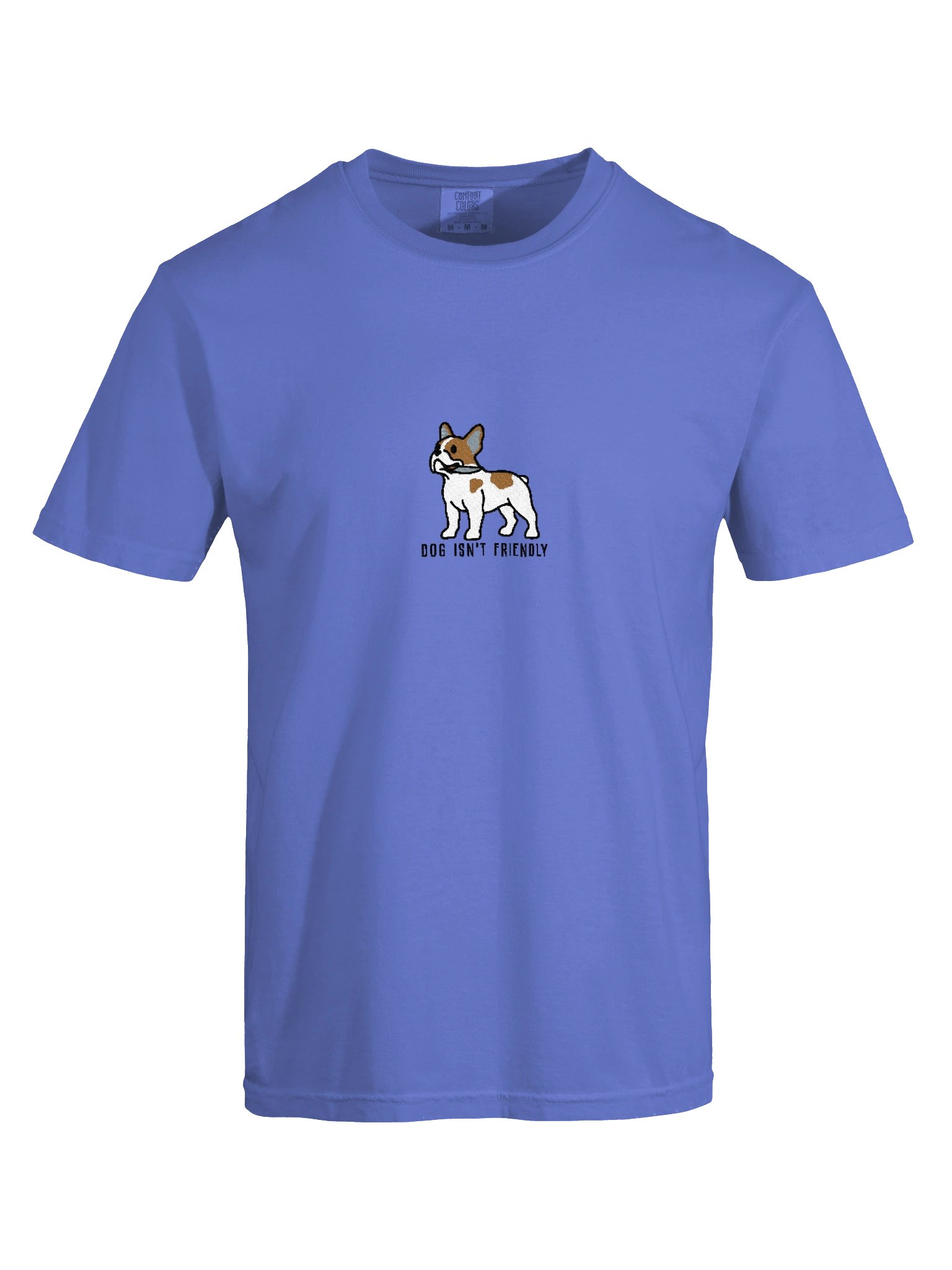 Dog Isn't Friendly Funny Chibi-Style Embroidered T-Shirt for French Bulldog(Pied, Brown) Owners product image (45)