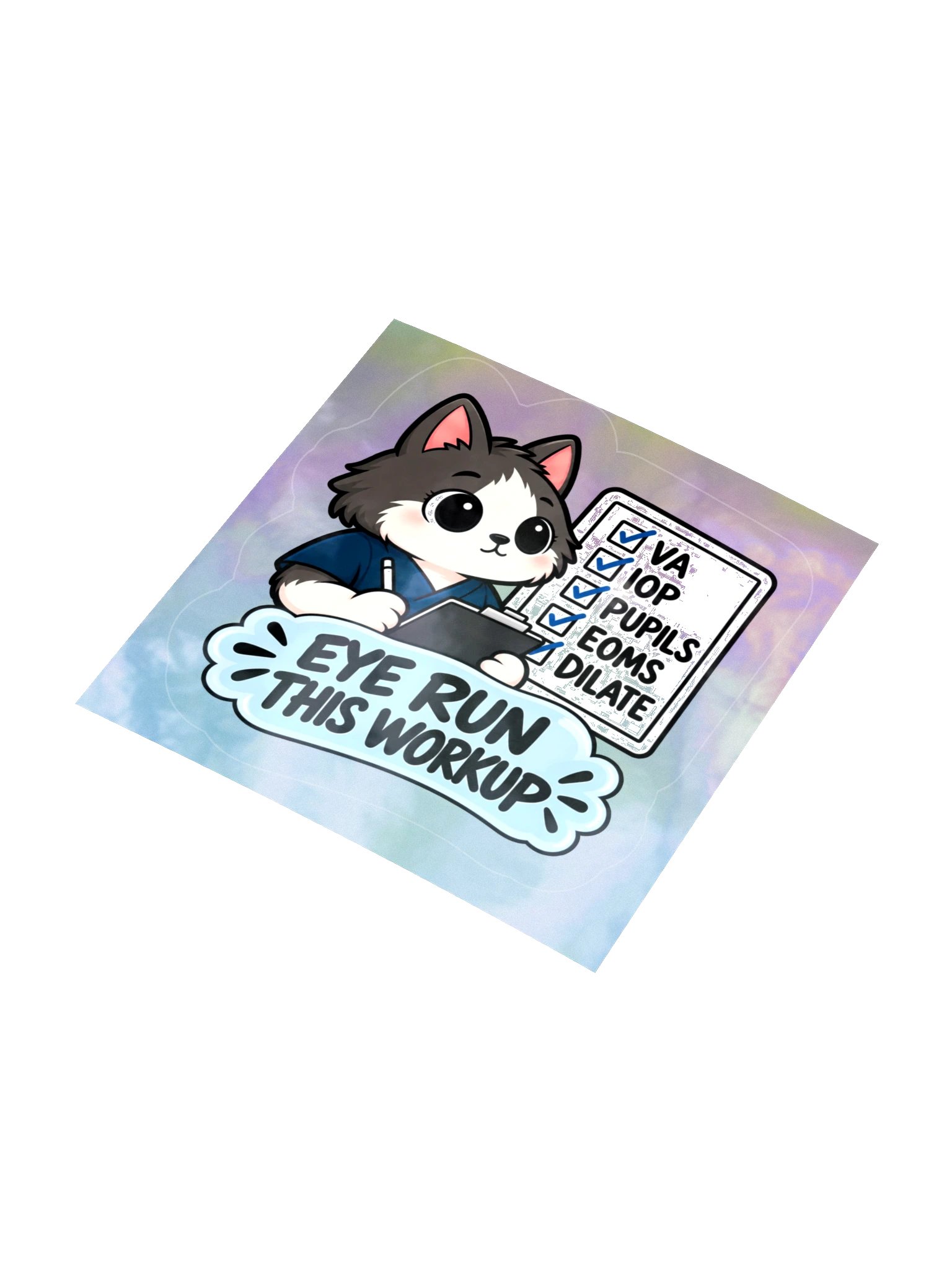 Sleepy Optometrist Eye Run This Workup Holographic Sticker Sheet product image (3)
