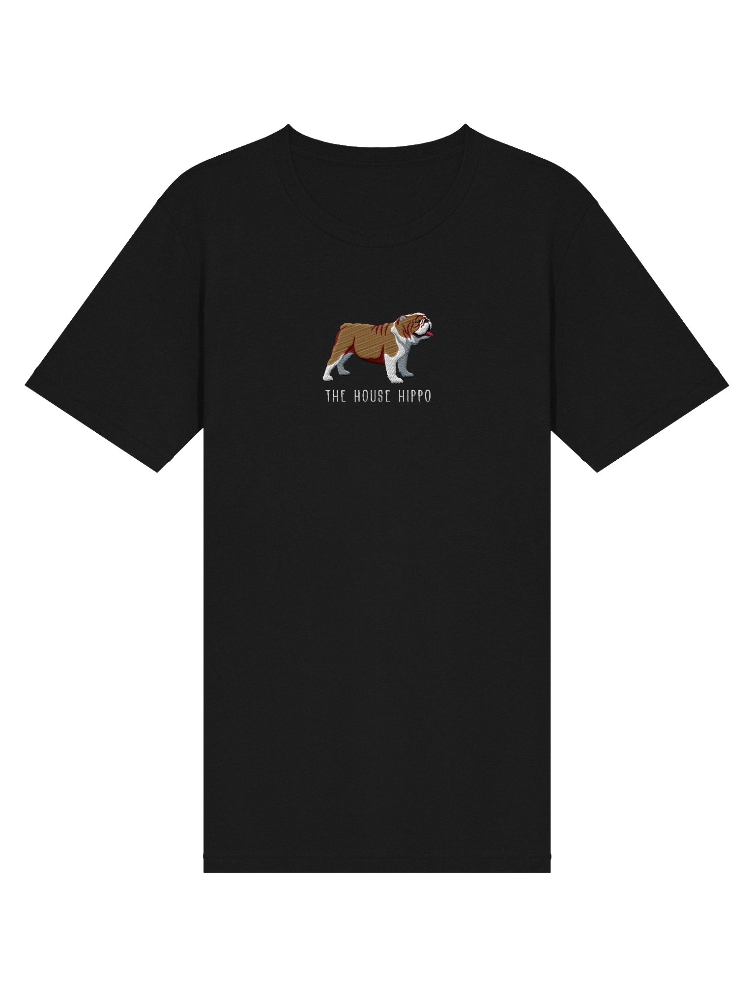 The House Hippo T-Shirt(Embroidered) of an English Bulldog(Brown & White) product image (18)