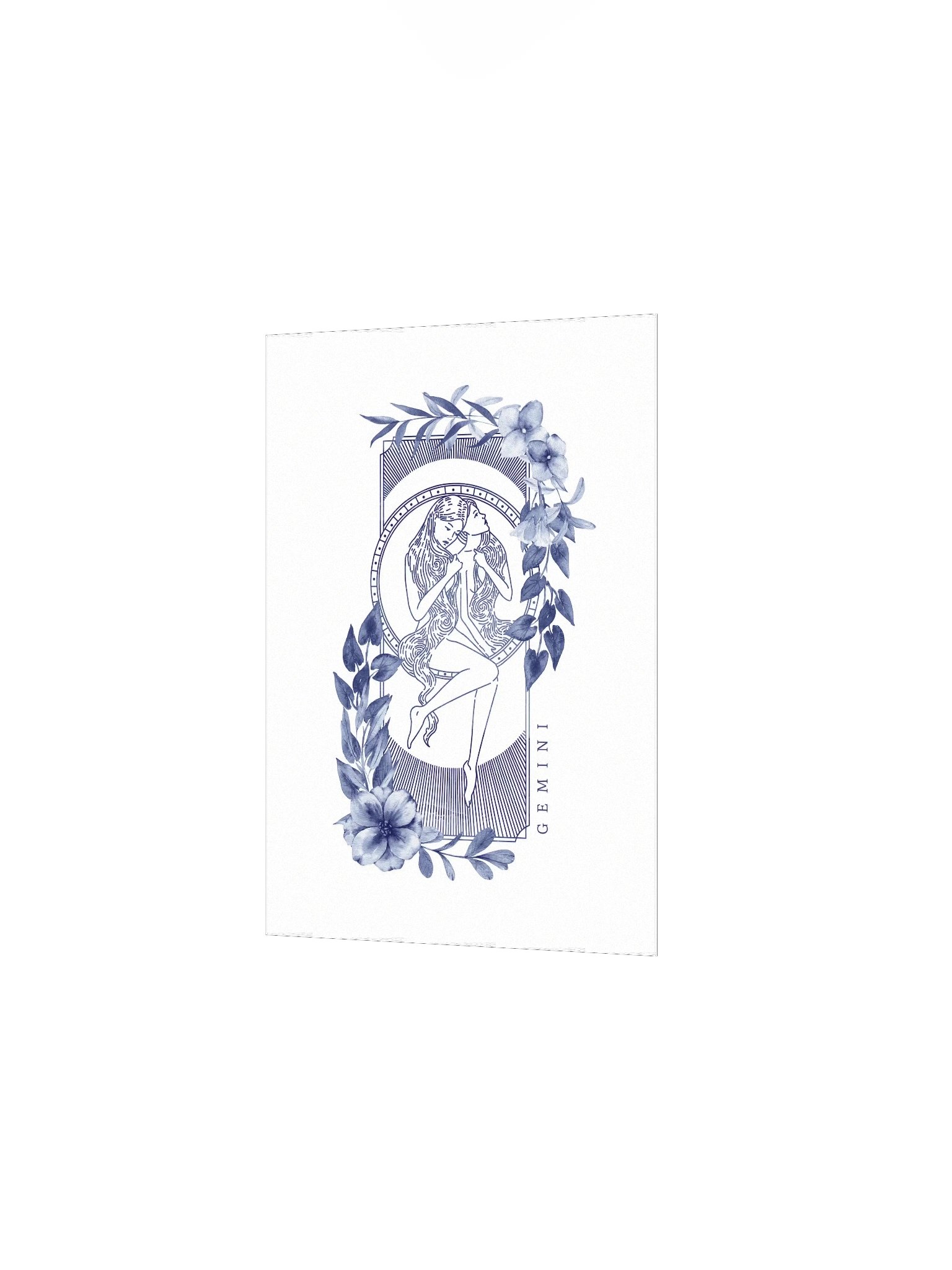 Gemini Blue Line Art Zodiac Print product image (5)