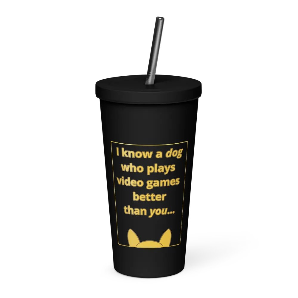 Doopsters - I know a Dog Gamer - 20 Ounce Insulated Tumbler with Straw product image (1)