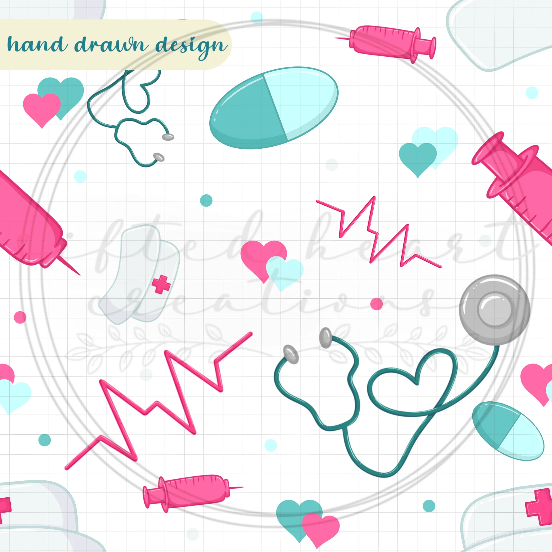 Nursing Themed Seamless Pattern product image (1)