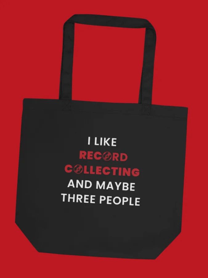 "I Like Record Collecting and Maybe Three People" Black Tote product image (1)