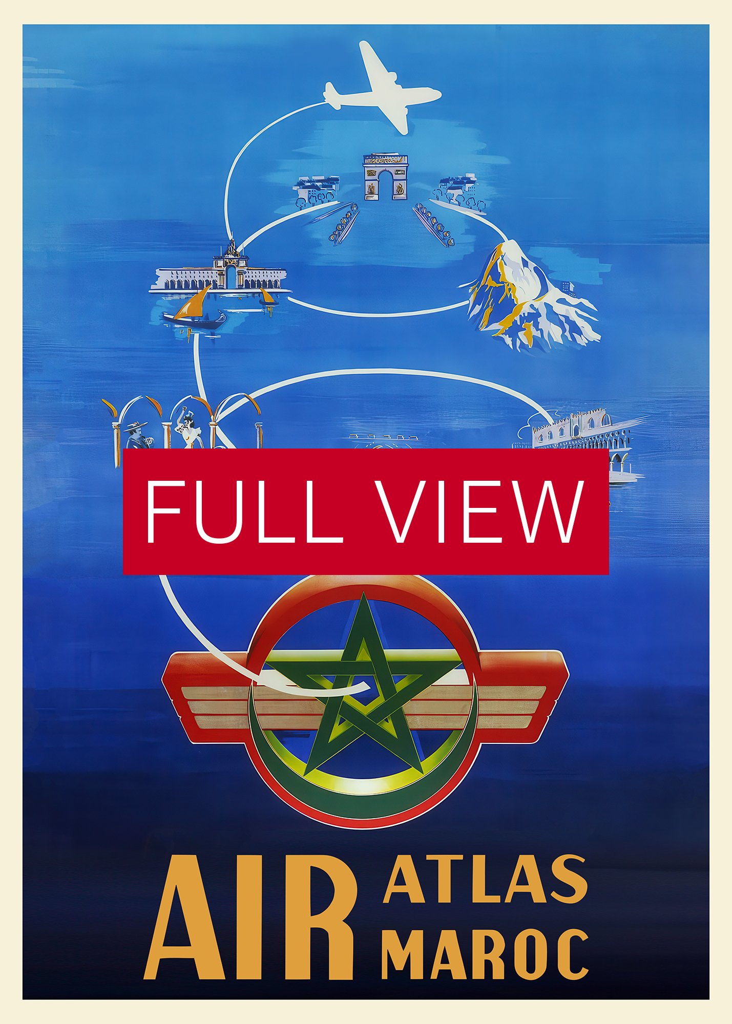 Morocco, Air Atlas/Air Maroc, 1954 — retro travel poster, vintage travel print product image (4)