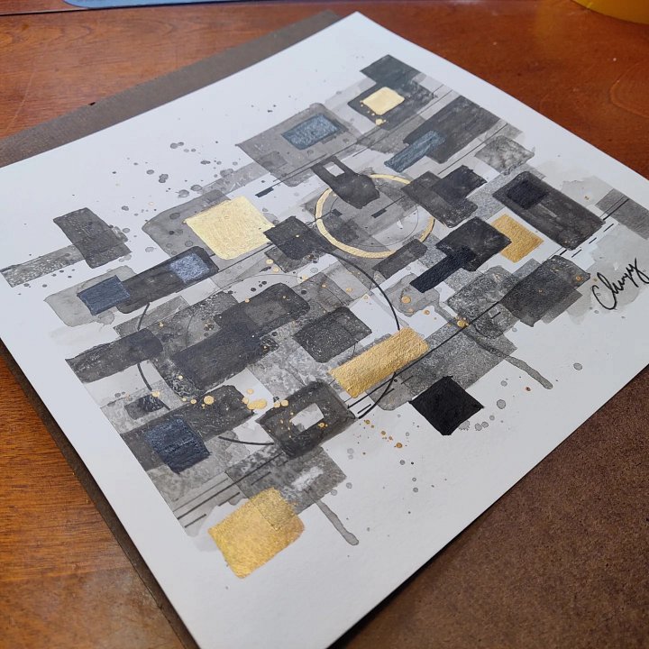 Abstract Ink Squares - Original Drawing product image (1)