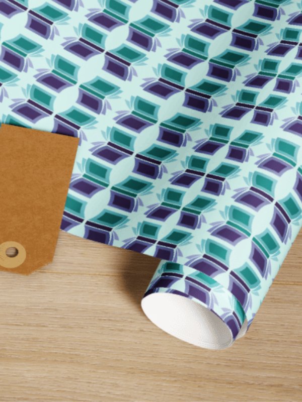 Bookish Wrapping Paper (Light Teal Background) product image (1)