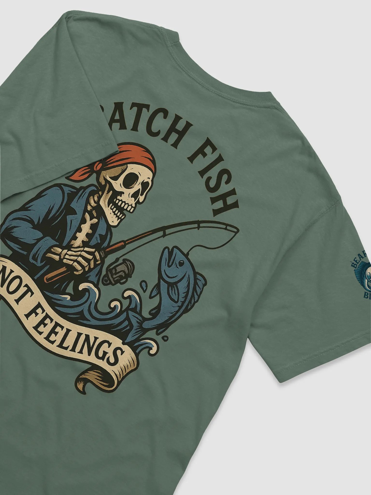 Skeleton Fisherman Catch Fish Not Feelings T-Shirt product image (3)