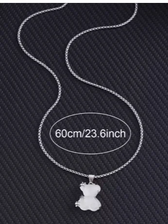 White Stone Bear Pendant and Necklace product image (3)