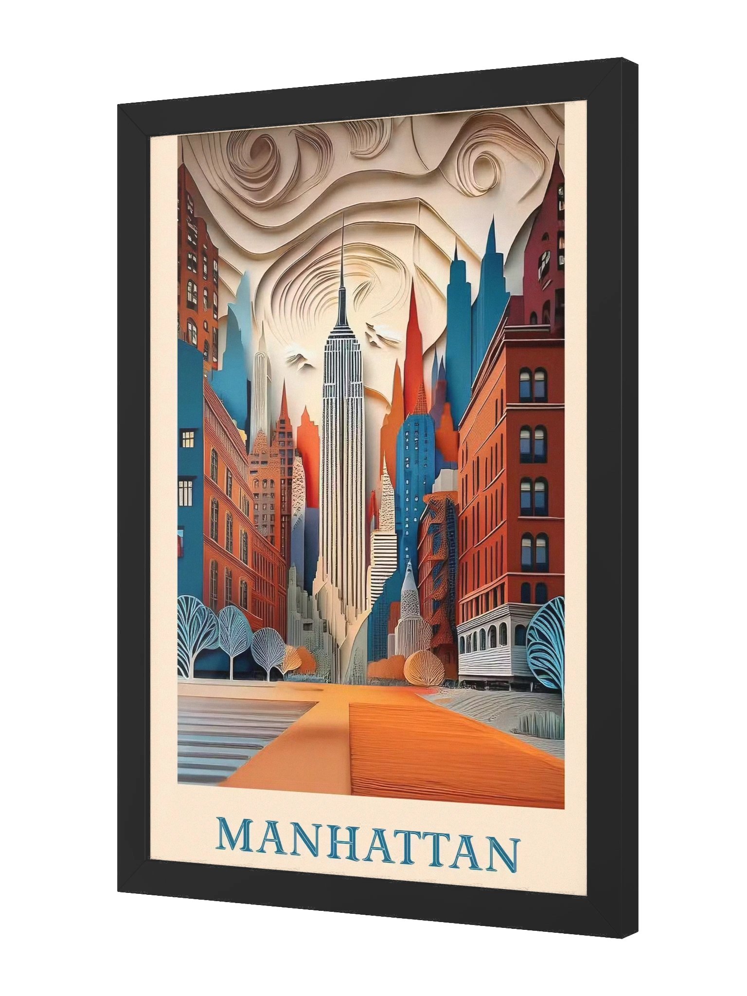 Vibrant Manhattan themed Ayous Wood Framed Matte Poster product image (2)