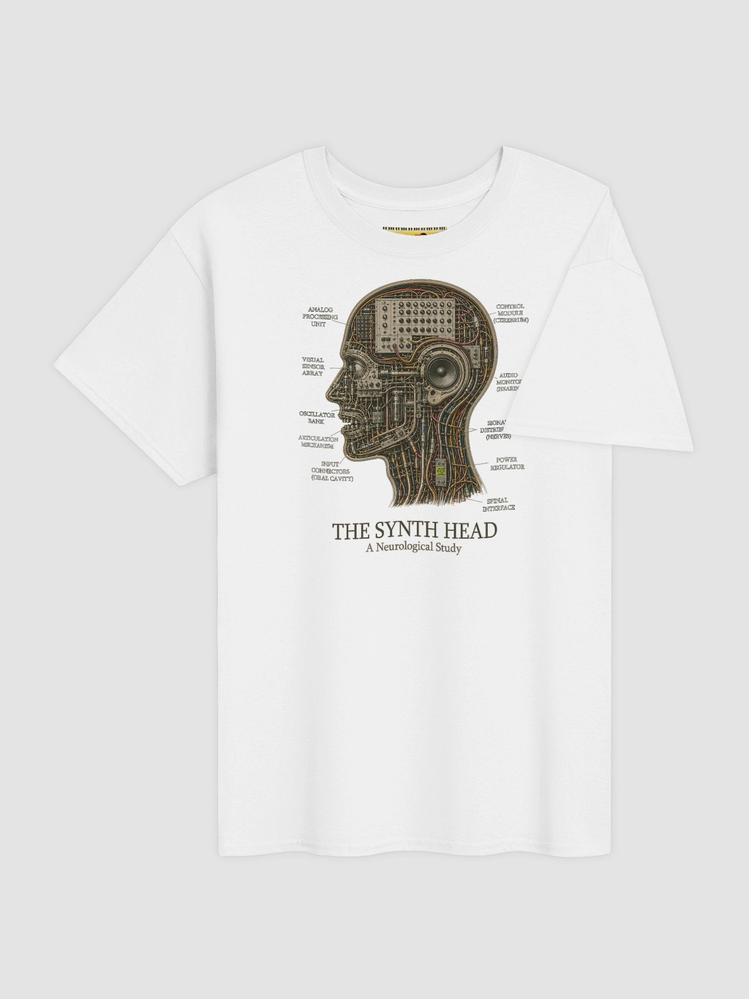 THE SYNTH HEAD a Neurological Study, by Frank Fonik (tb-3-0-3 tribute), Techno EDM, Unisex t-shirt product image (4)