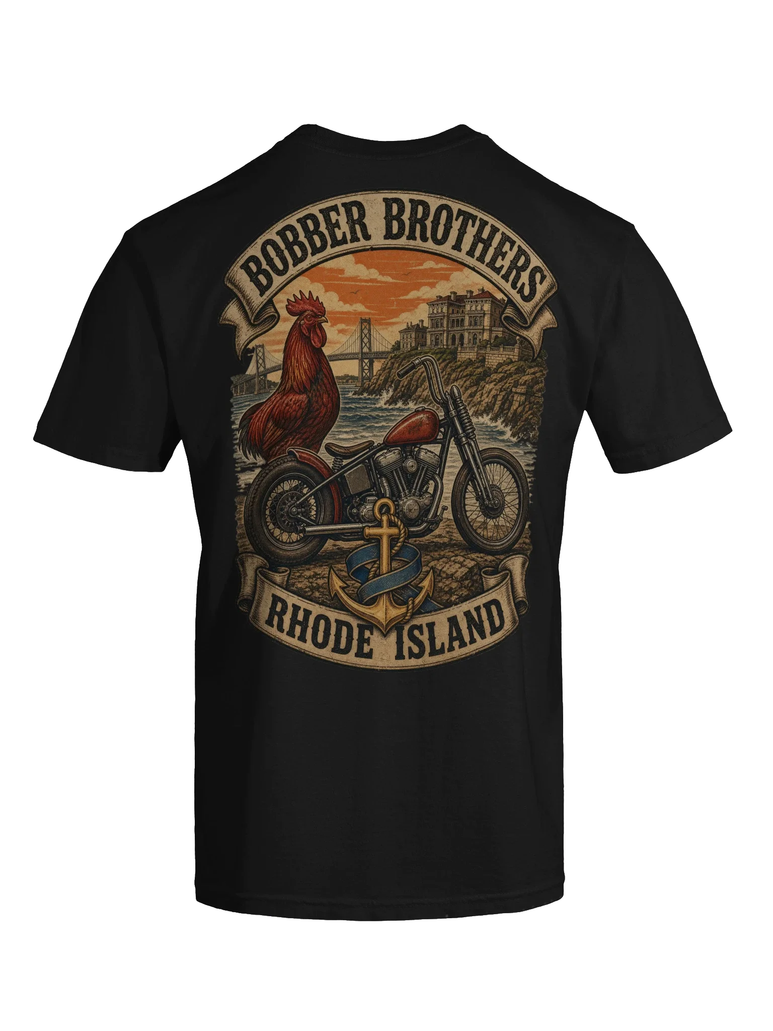 Rhode Island motorcycle t-shirt design by Bobber Brothers