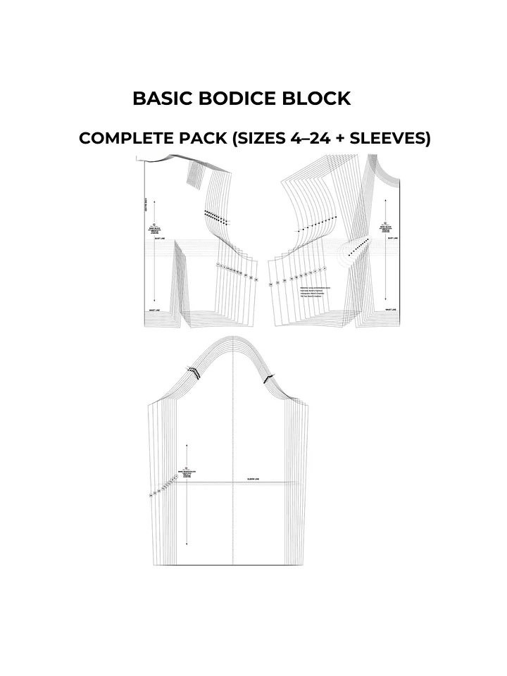 Bodice Block Sewing Pattern Bundle – UK Sizes 4–24 (PDF) product image (2)