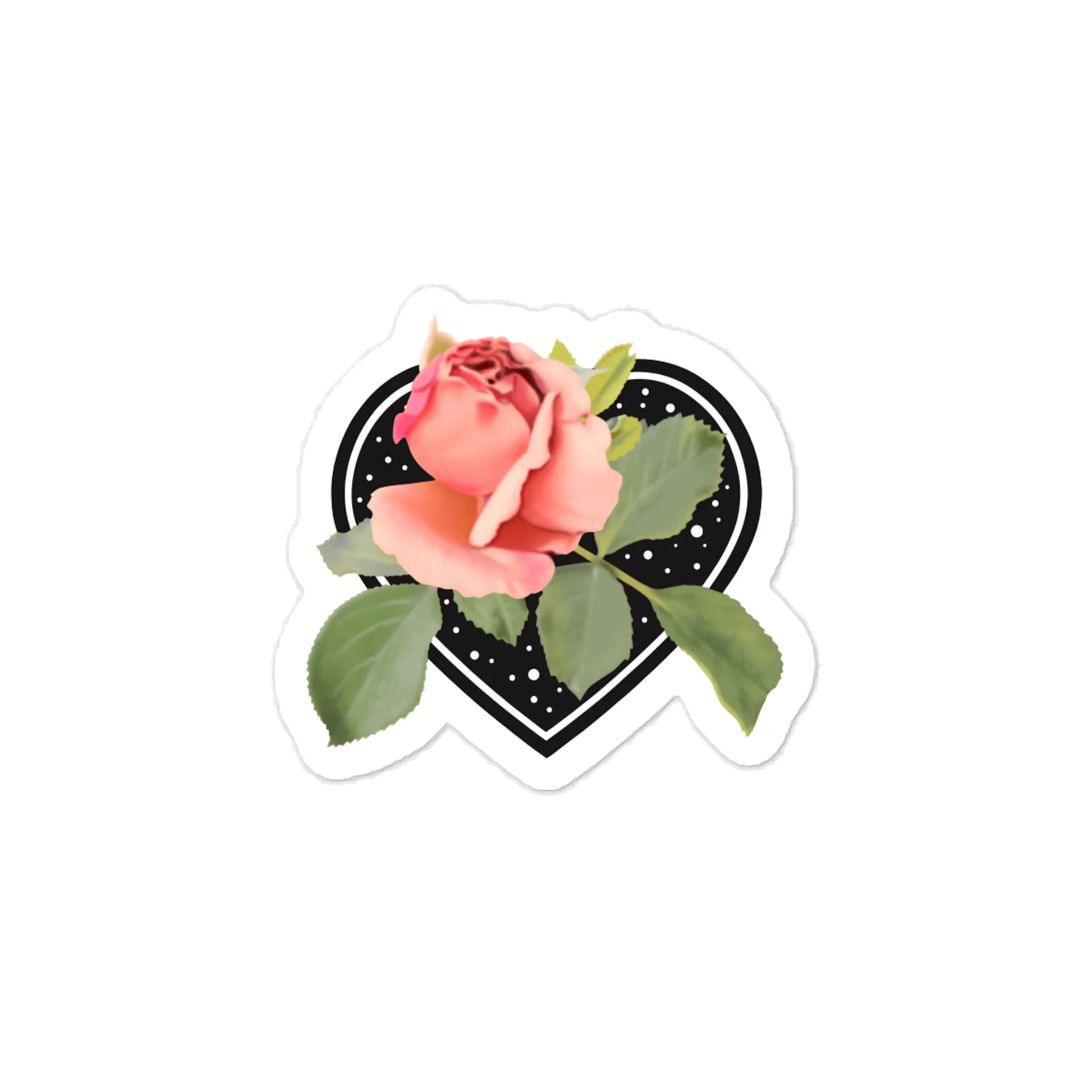 Peach Rose Black Heart Vinyl Decal – Krita Airbrush Art Kiss-Cut Sticker product image (3)
