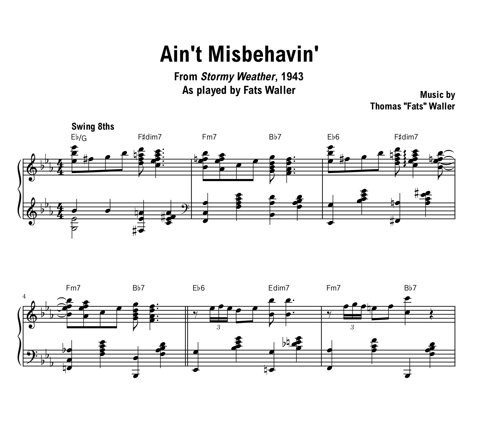 Fats Waller - Ain't Misbehavin' (1943) - Sheet music (PDF) product image (1)