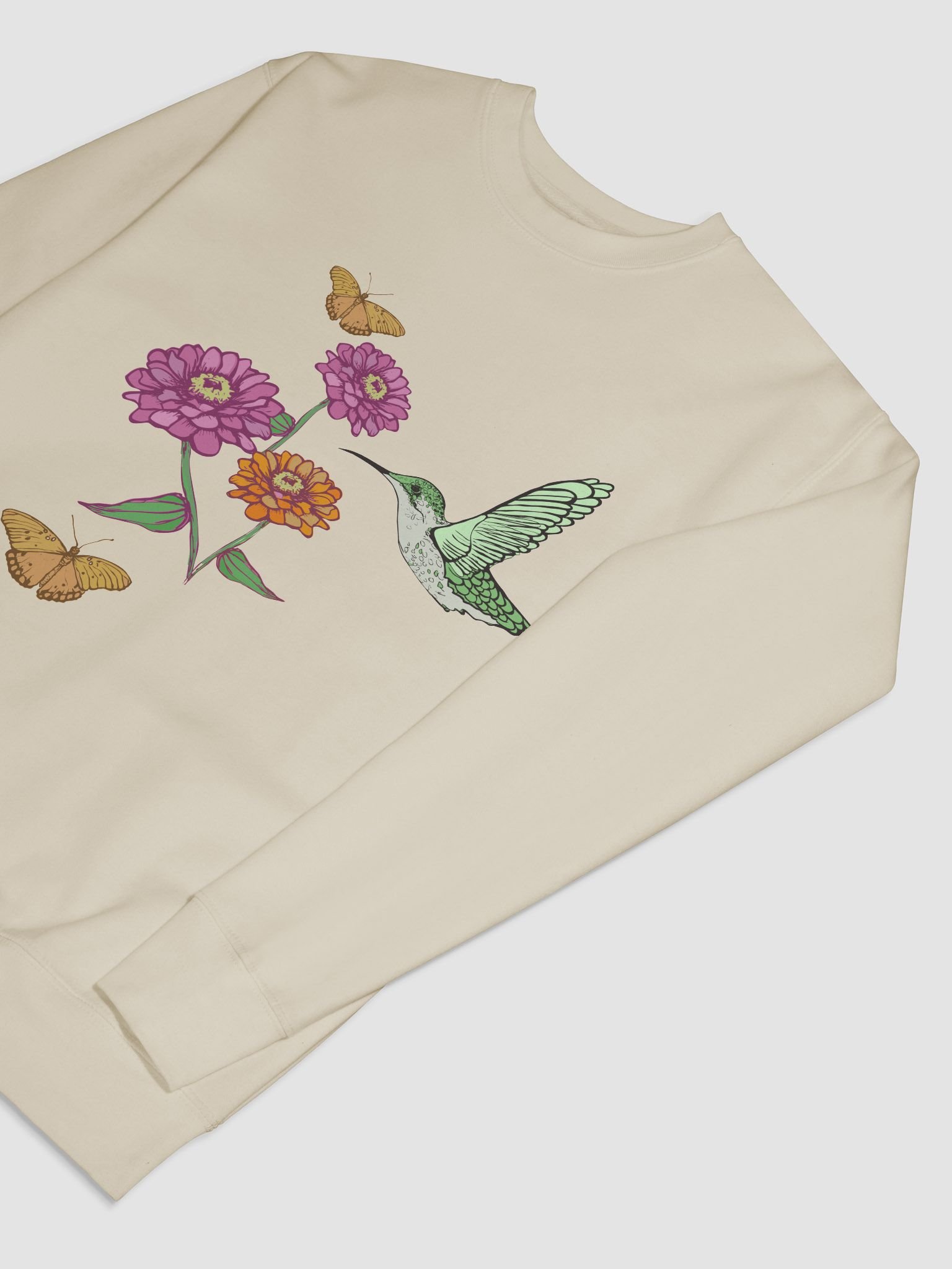 Hummingbird Butterfly Zinnia Sweatshirt product image (7)