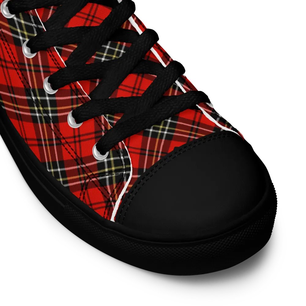 Red Vintage Plaid Men's High Top Shoes product image (11)