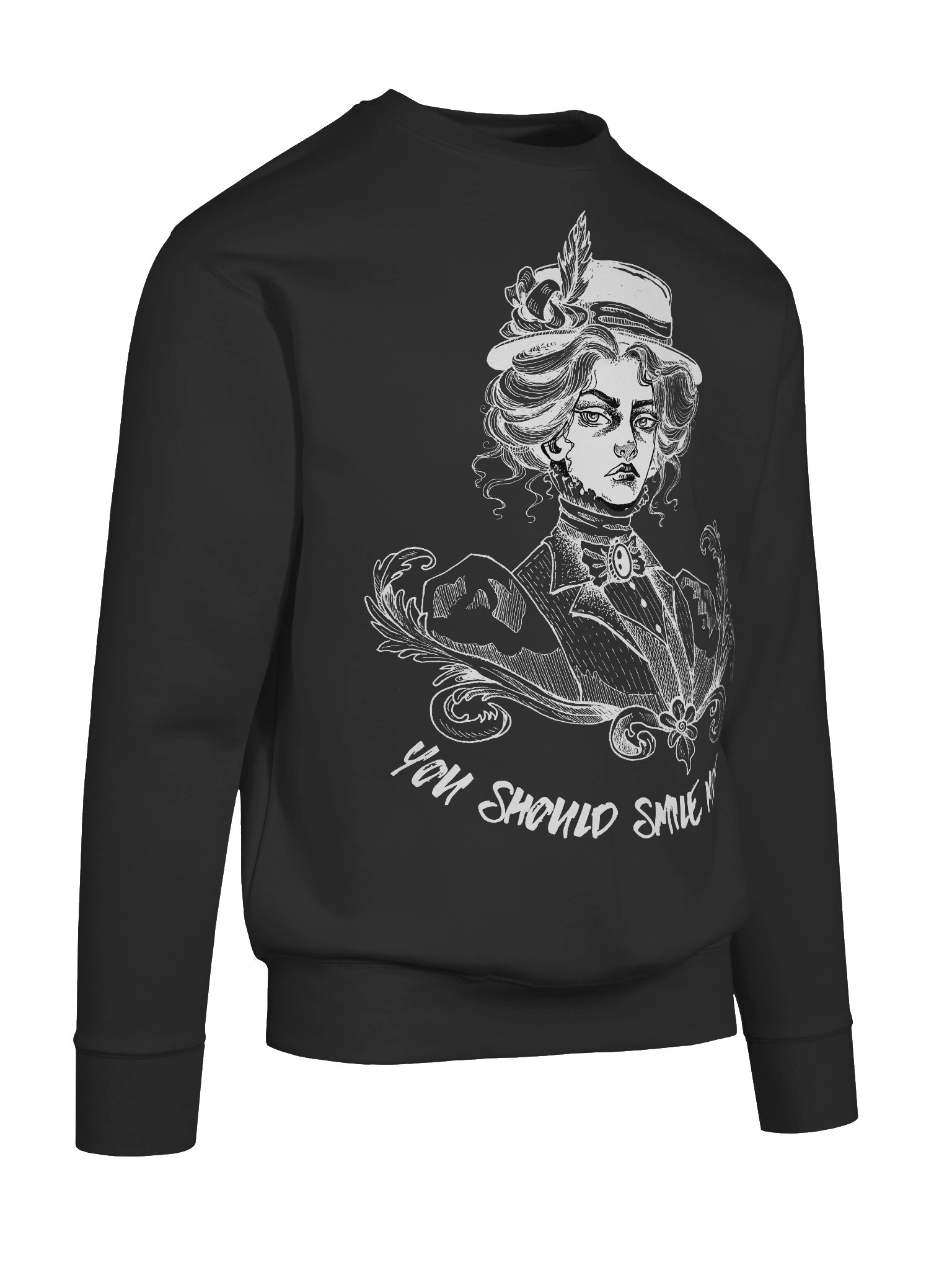 "SMILE MORE" Black Sweatshirt (Design #2) product image (4)