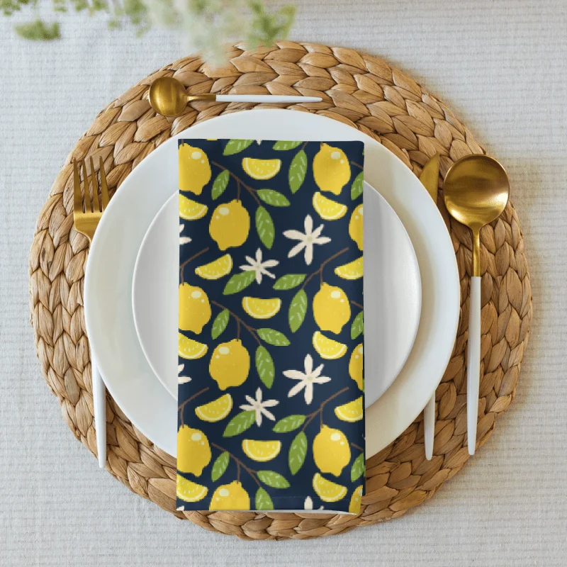 Lemon Print Cloth Napkin Set (4) | Bright & Cheerful Table Accent product image (1)