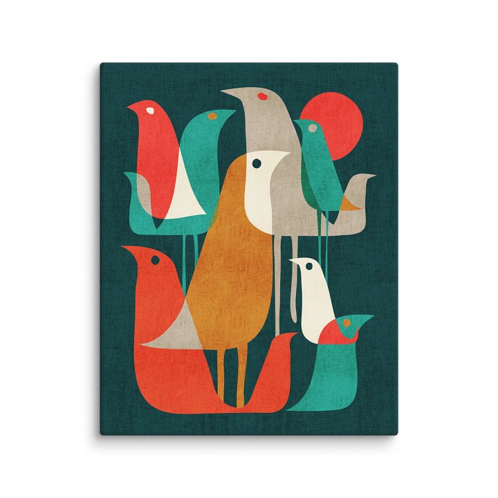 Mid-century birds canvas art print product image (1)