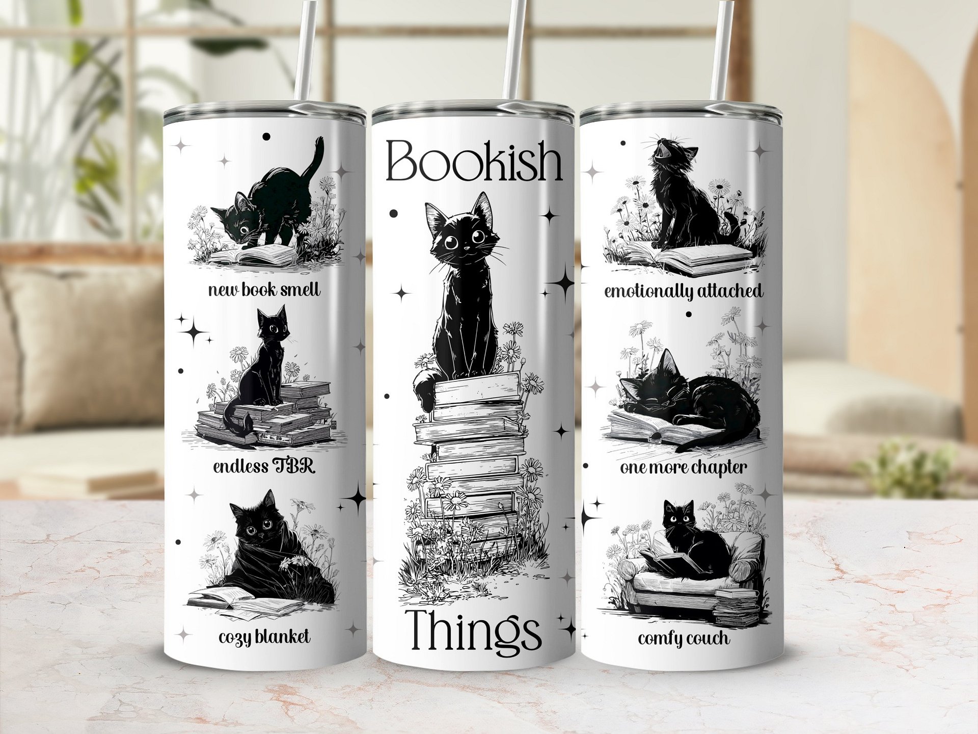 Mystical Cat Tumbler PNG 20oz Witchy Black Cat Tumbler Full Wrap PNG, 20 oz Seamless Sublimation Design, Instant Digital Download product image (5)
