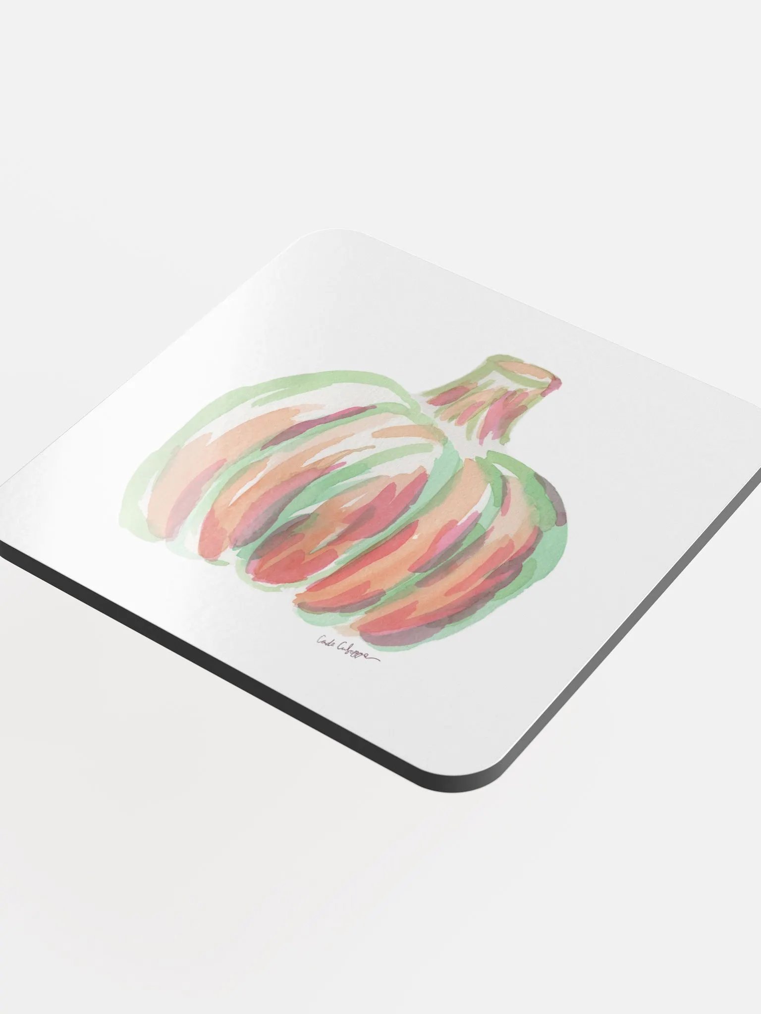 Watercolor Pumpkin Glossed Cork Coaster product image (4)