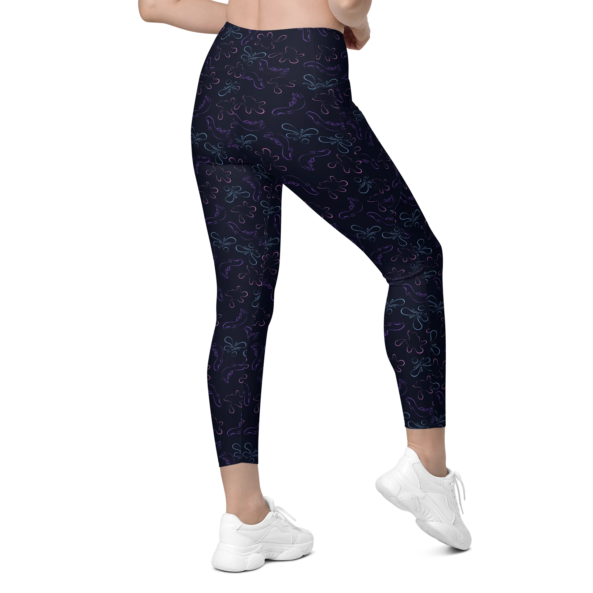 Vibrant Neon Contour Splash Leggings for Workouts product image (8)