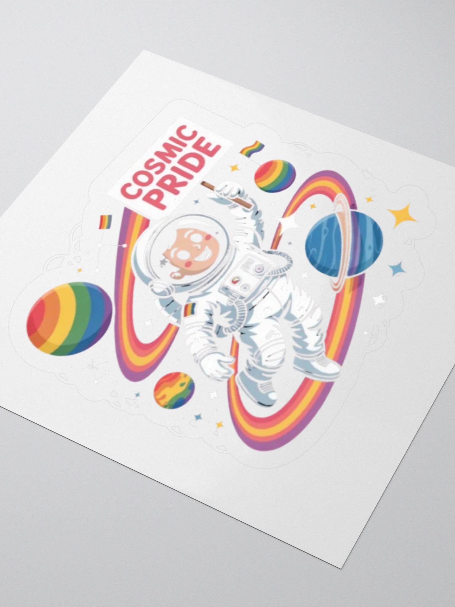 Cosmic Pride Sticker - LGBTQ+ Rainbow Astronaut Design product image (8)