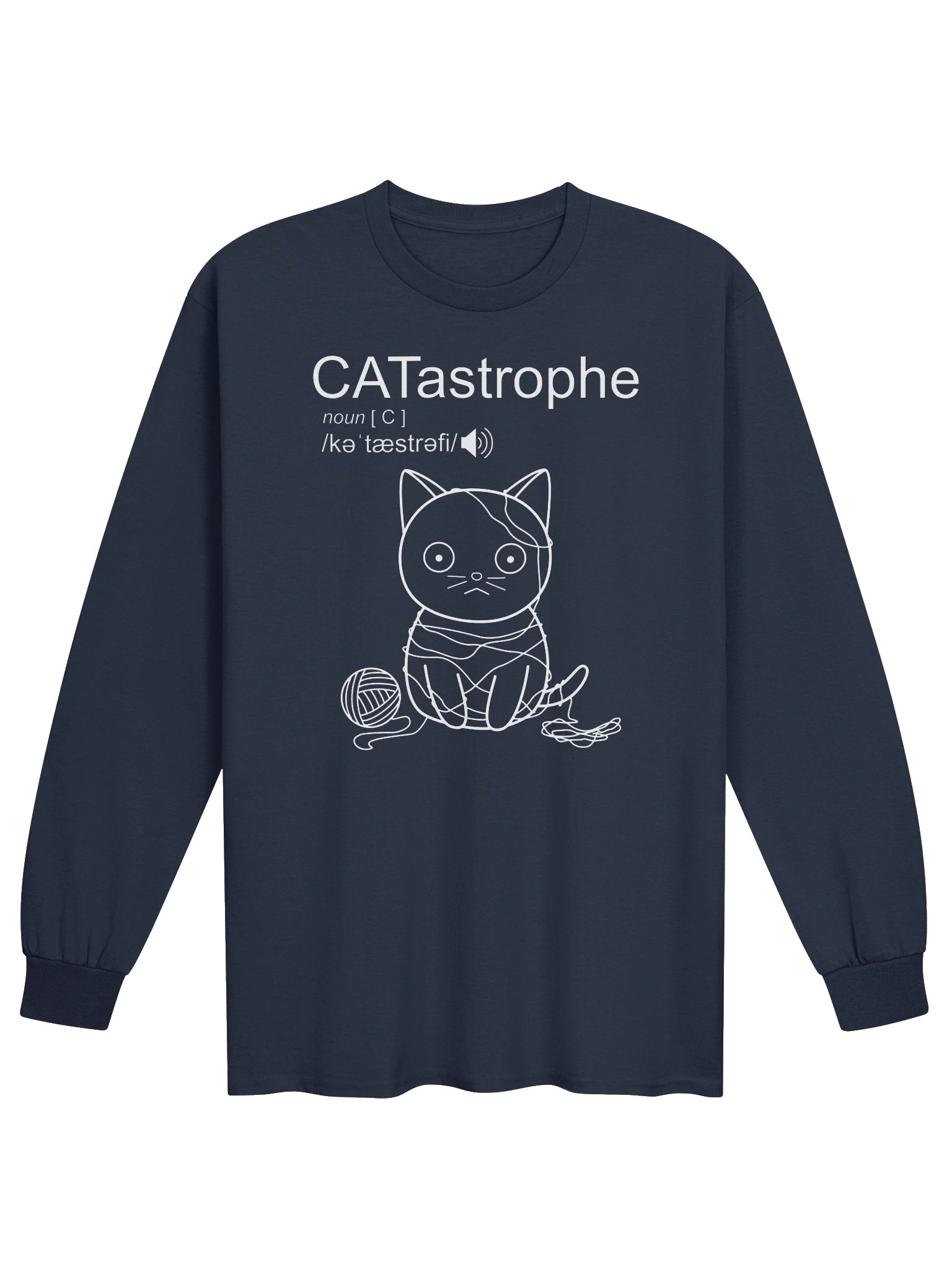 CATastrophe (Cat with Yarn) - Unisex Adult Long Sleeve T-shirt product image (1)