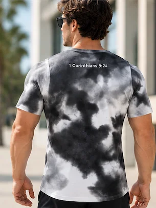 His House Mens Performance T-Shirt - B&W Tie Dye by His House