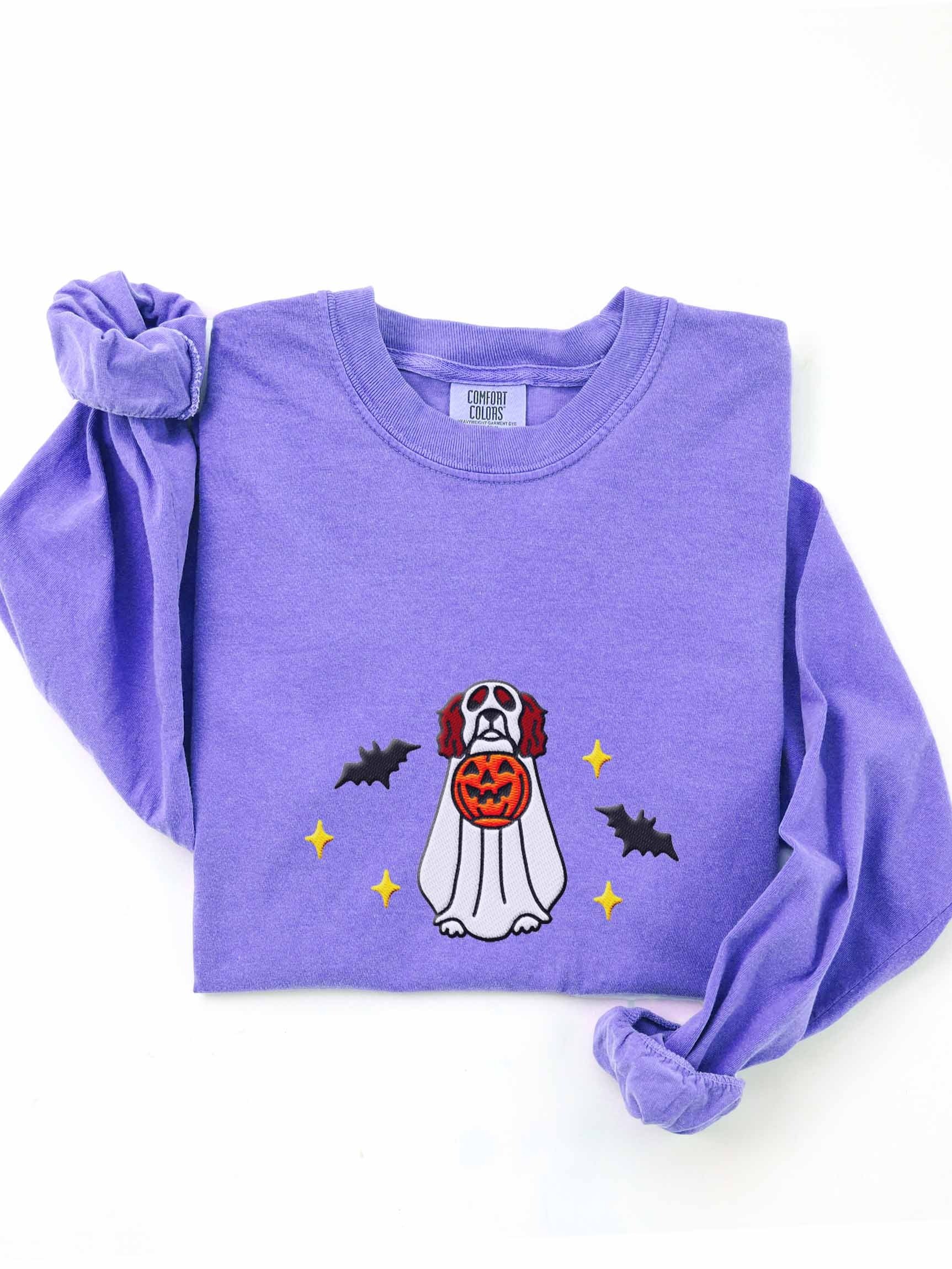 Halloween Working Cocker Spaniel(Liver Roan) Embroidered Long-Sleeve T-Shirt product image (1)