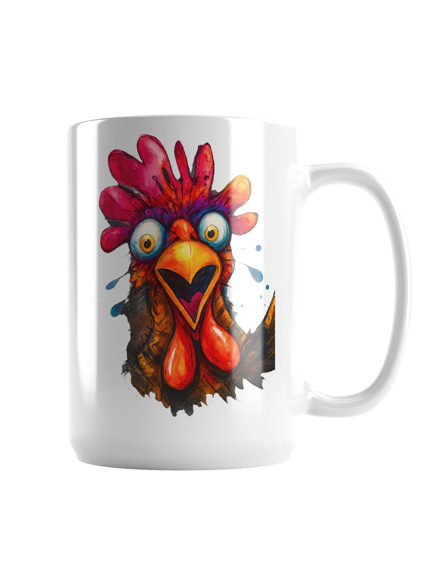 Surprised Chicken White Glossy Mug product image (2)