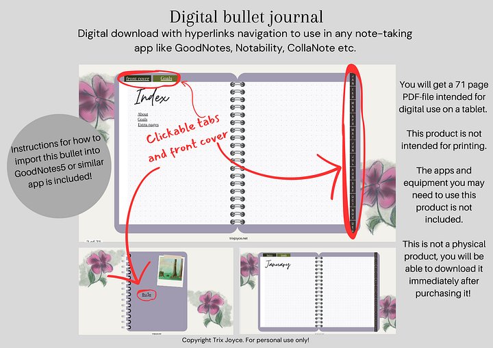 Hyperlinked Digital Bullet Journal - Purple (digital download) product image (1)