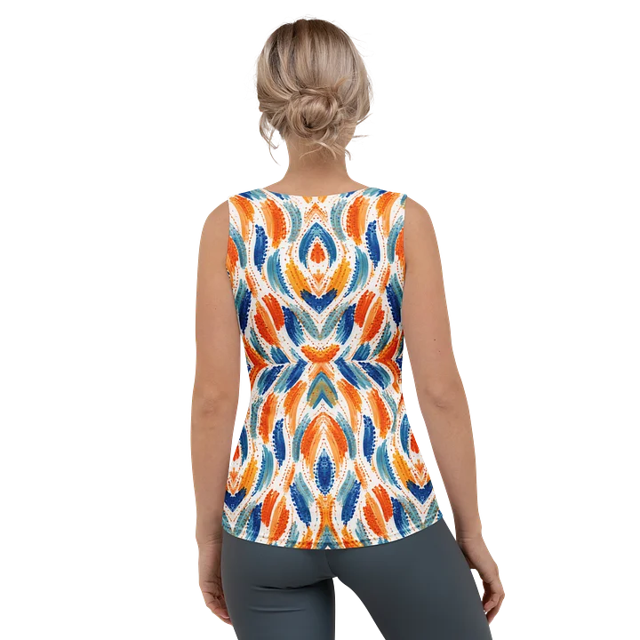 Ocean Vibe: Tribal Ikat Fusion in Blau & Orange Empower All-Over Women's Tank Top product image (2)