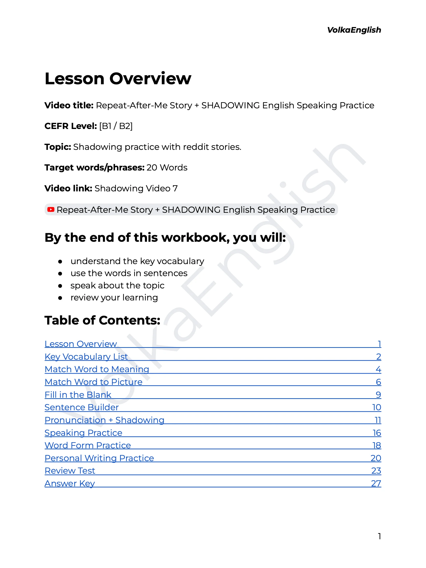 Repeat-After-Me Story + SHADOWING English Speaking Practice - Shadowing Video 7 Study Pack product image (2)