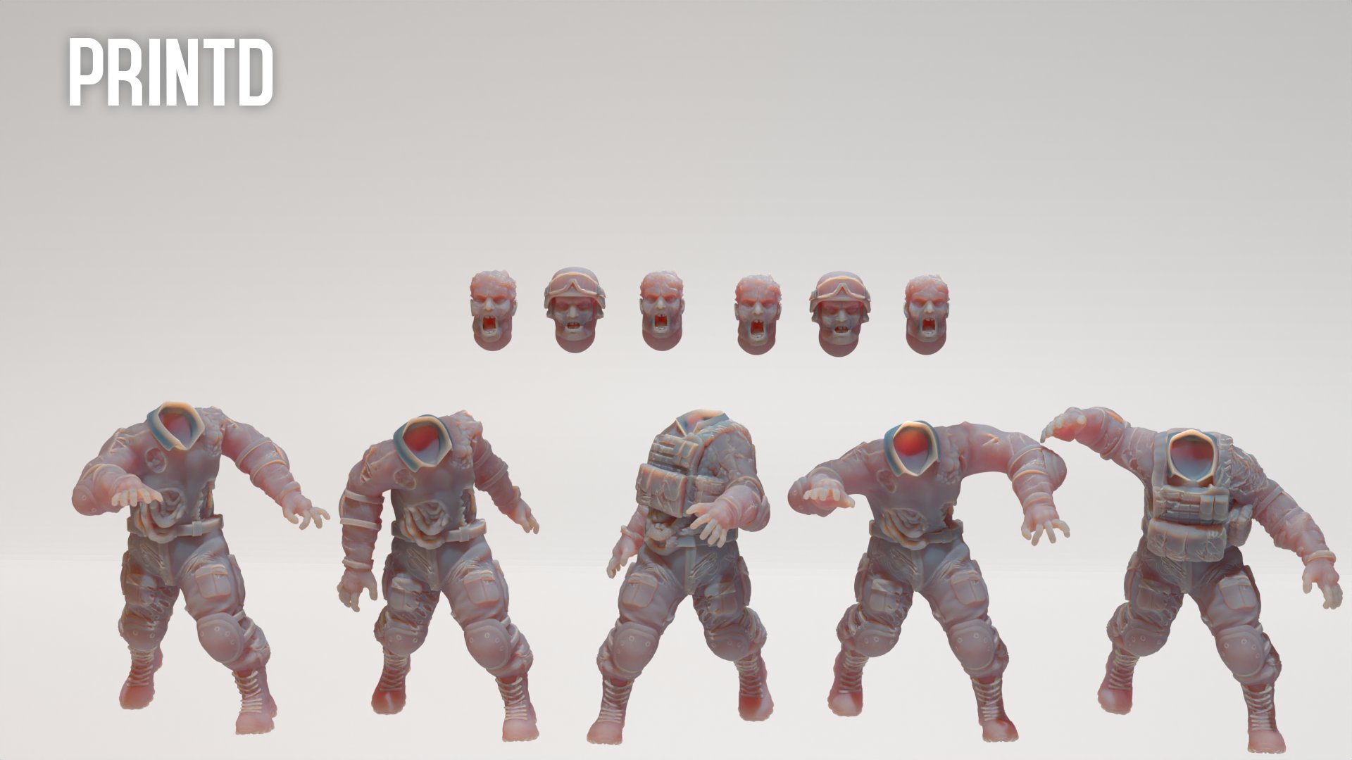 After the fall Part 3 Zombie Pack - Post Apocalyptic Zona Alpha Wargame Hobby Resin Scale Models product image (3)