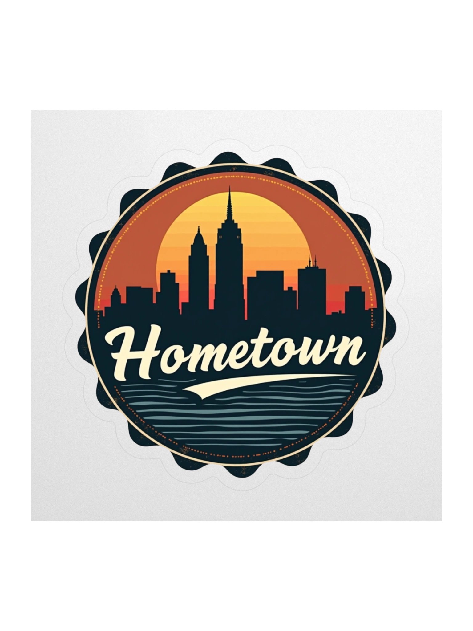 Hometown Vintage City Skyline Kiss Cut Sticker - Retro Urban Cityscape Decal - Waterproof Vinyl Sticker product image (3)