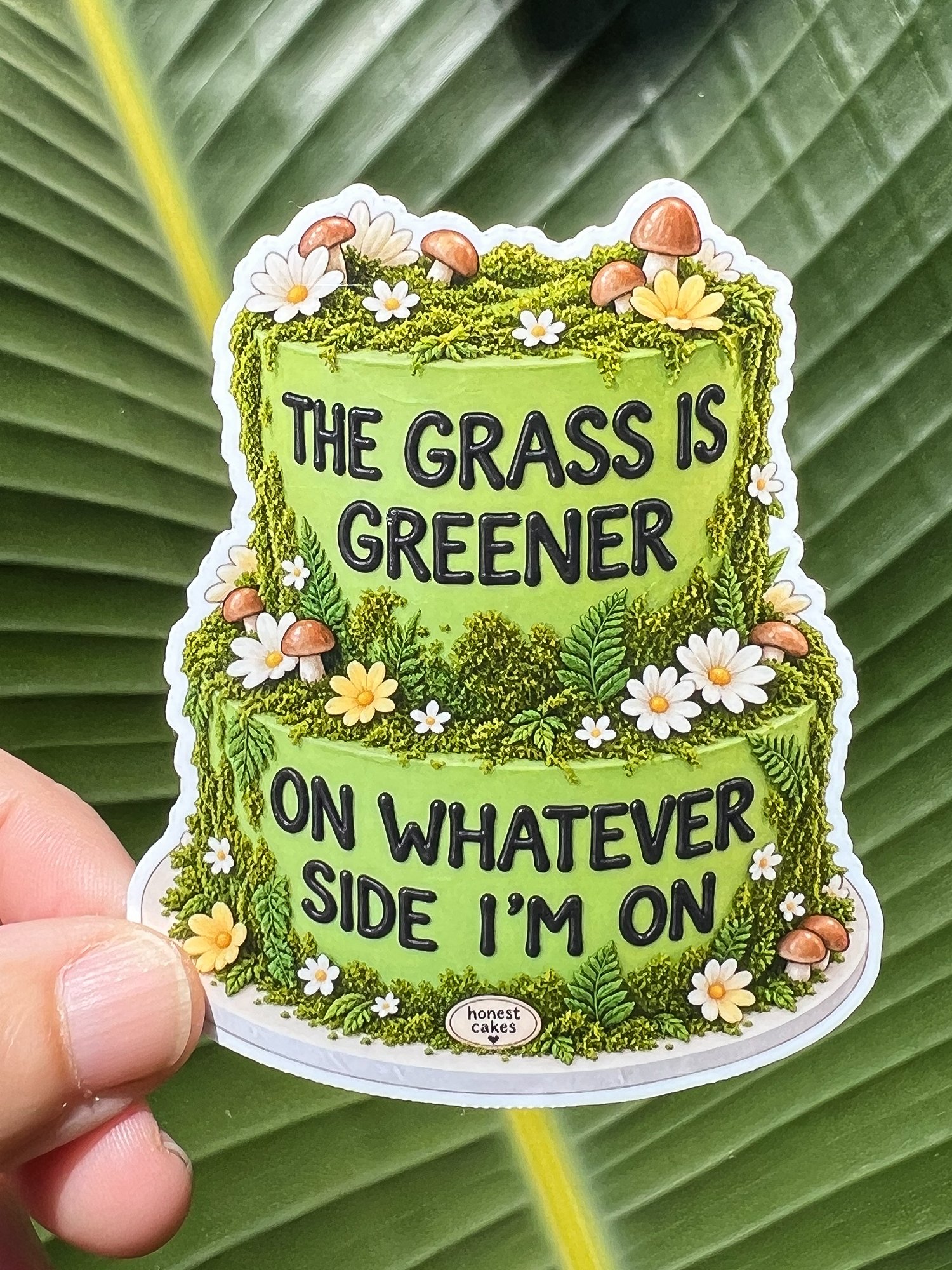 VINYL STICKER: Grass Is Greener Whatever Side I'm On - FREE SHIPPING product image (1)