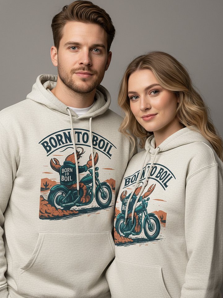 Biker Lobster Hoodie | Born to Boil Motorcycle Graphic Pullover product image (1)