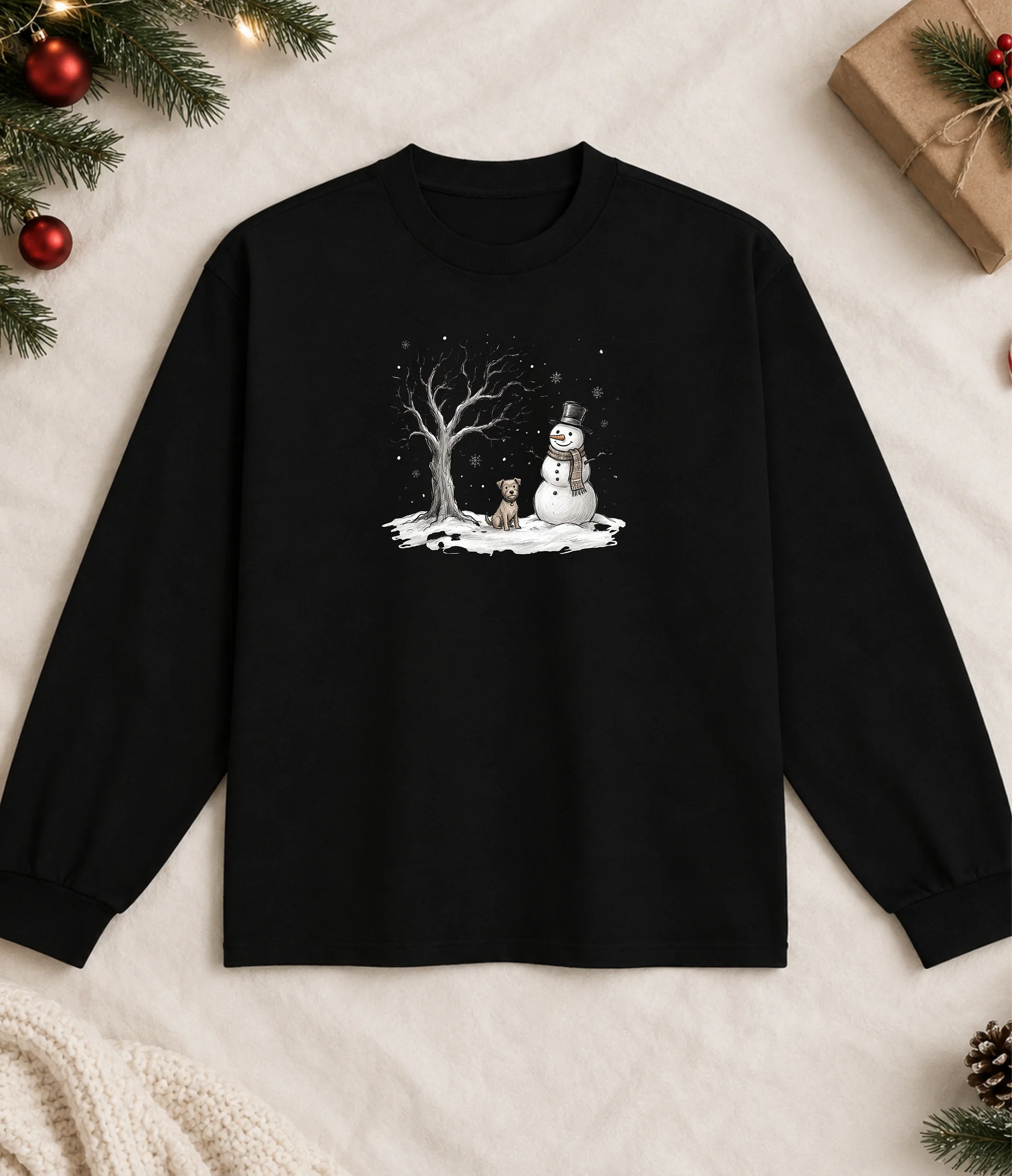 Vintage Snowman & Puppy Winter Sweatshirt product image (1)