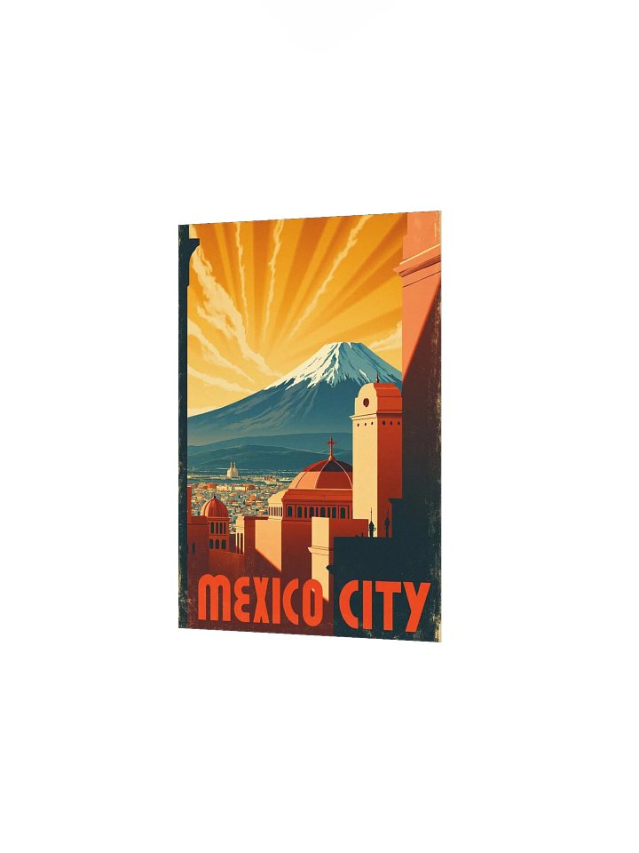 Ciudad de México (1940): Art Deco Travel Poster & Volcano Skyline product image (10)