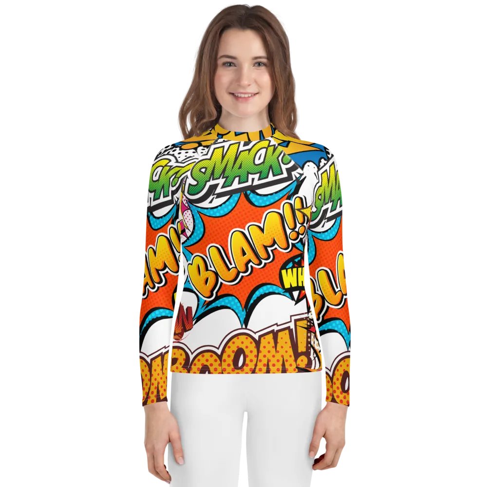 Dynamic Comic Action All-Over Print Youth Rash Guard product image (1)