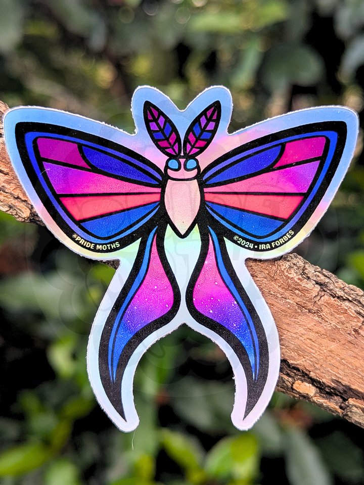 № 3 | BISEXUAL PRIDE MOTH | HOLOGRAPHIC STICKER | (1-PACK) product image (1)