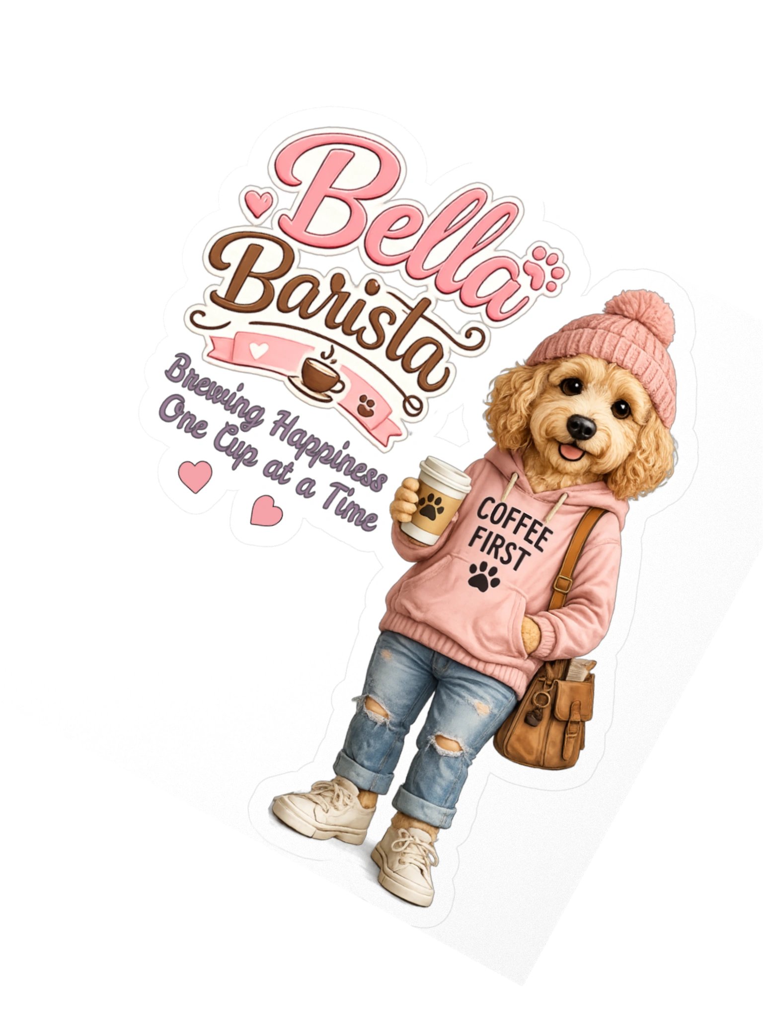 Bella Barista Coffee Dog Kiss Cut Sticker product image (2)