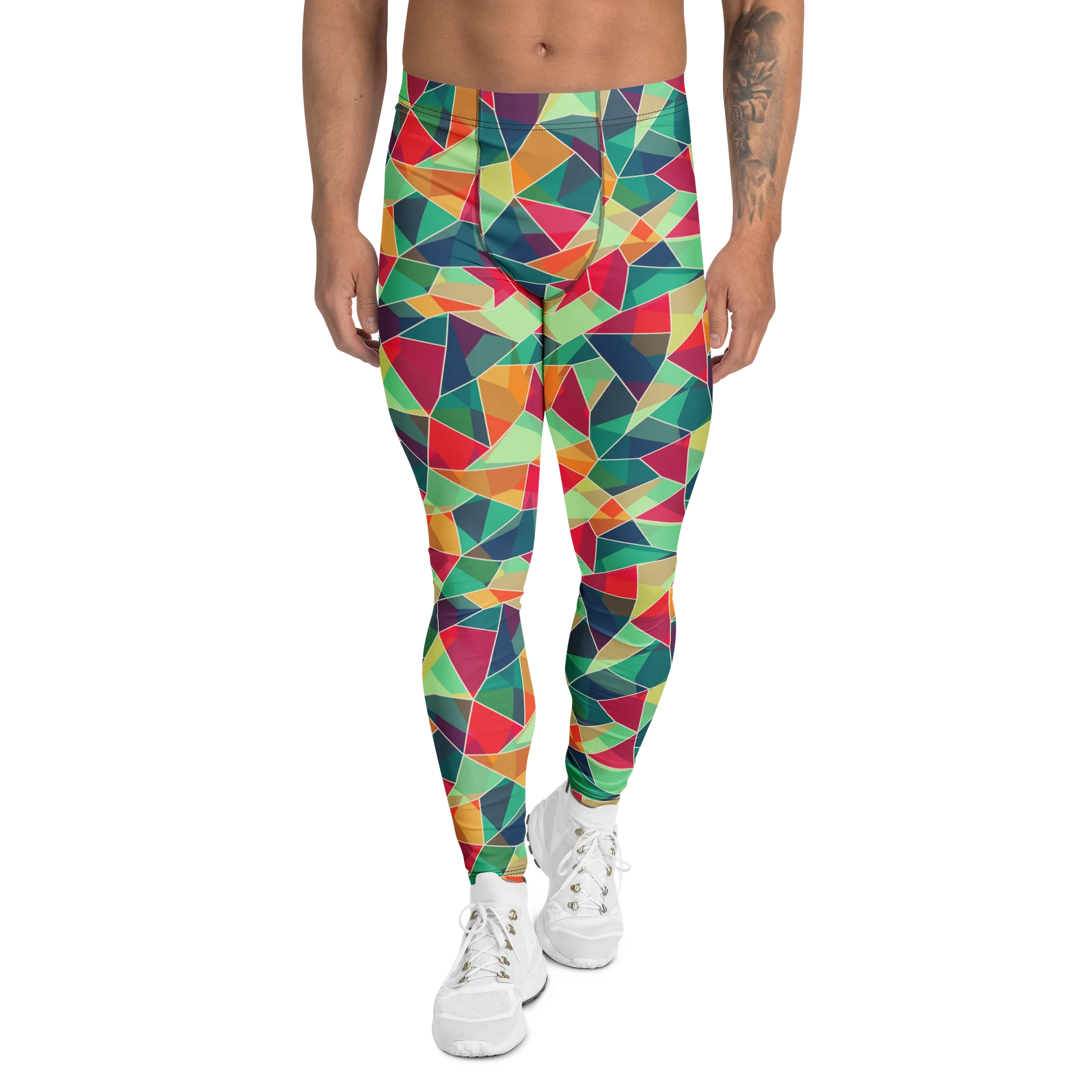 Comfortable Men's Leggings with Geometric Triangle Pattern product image (1)