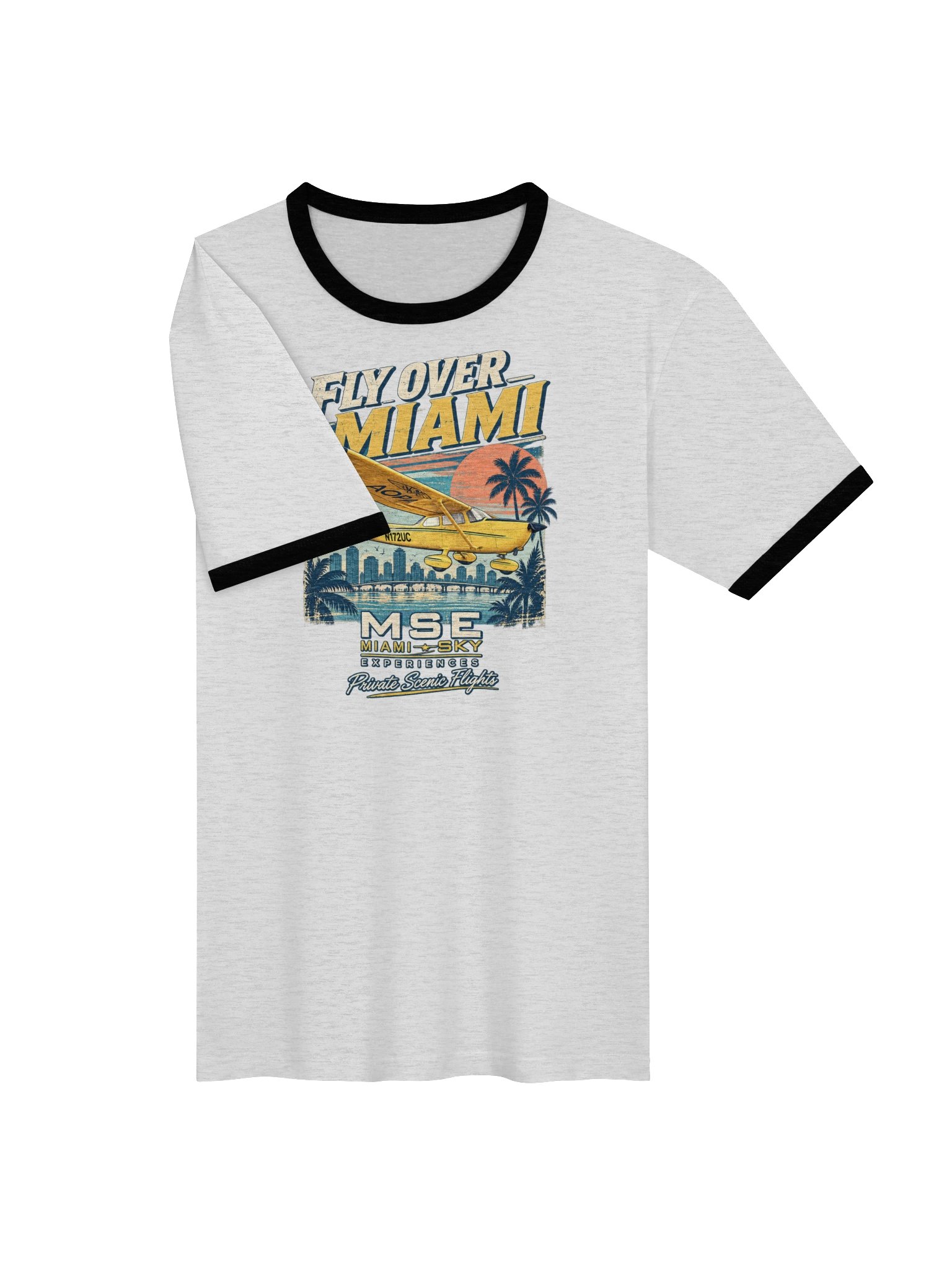 Fly Over Miami Retro Ringer Tee product image (3)