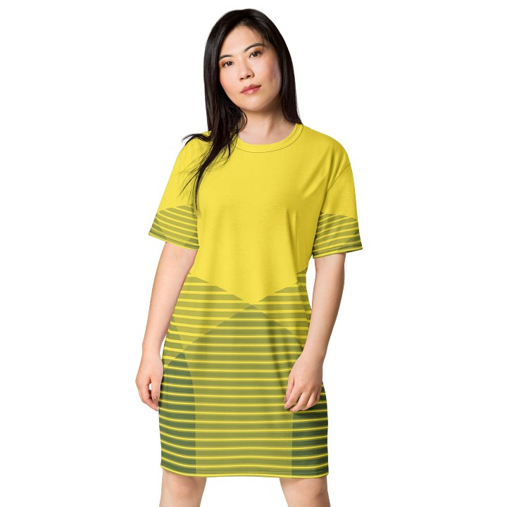 Exclusive Trendy Yellow T-Shirt Dress with Unique Striped Design product image (1)
