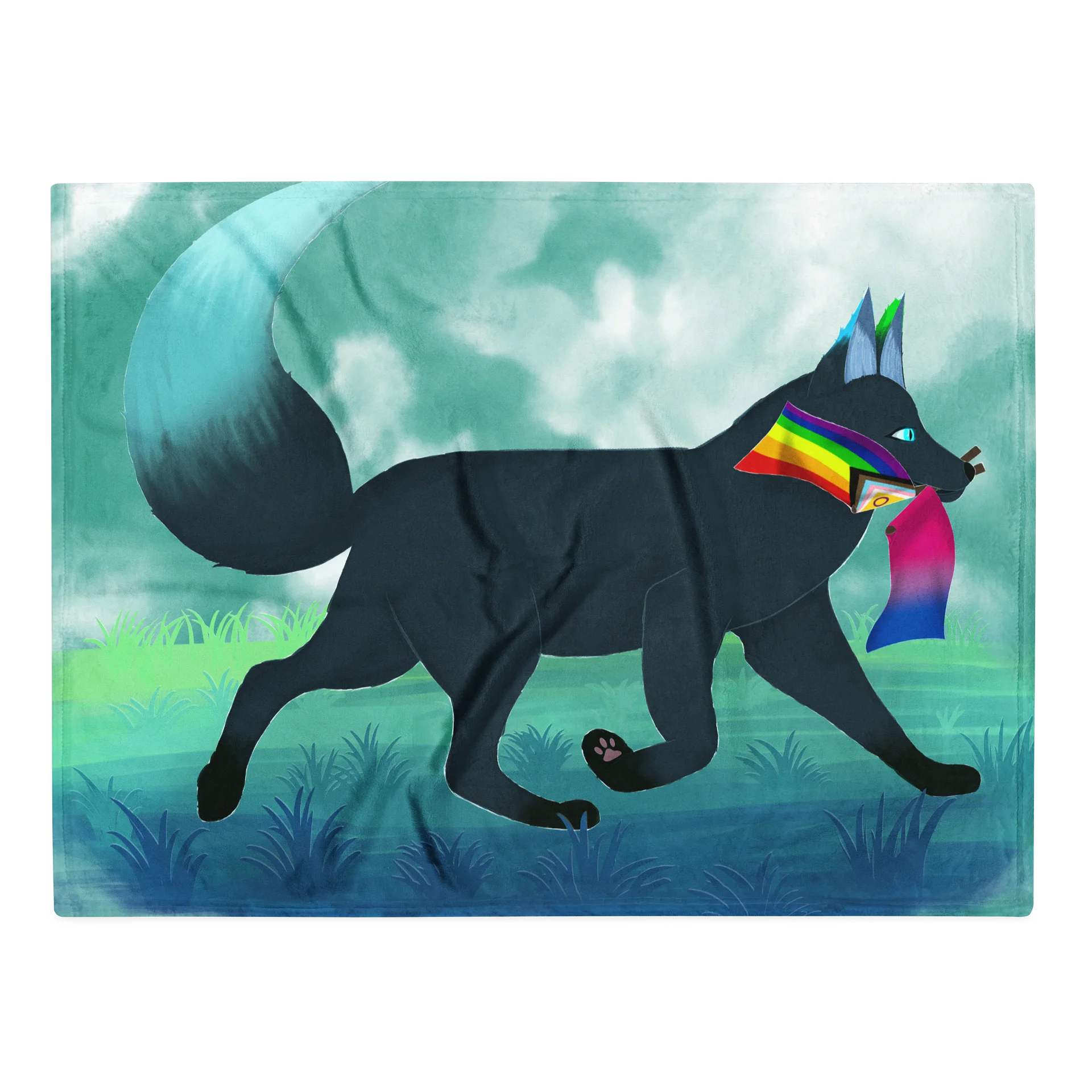 Fox Pride Trout Both Flags - Throw Blanket product image (1)