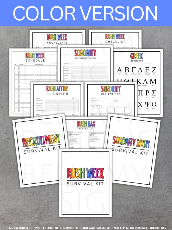 Sorority Rush Week Survival Kit, Sorority Recruitment Planner product image (8)