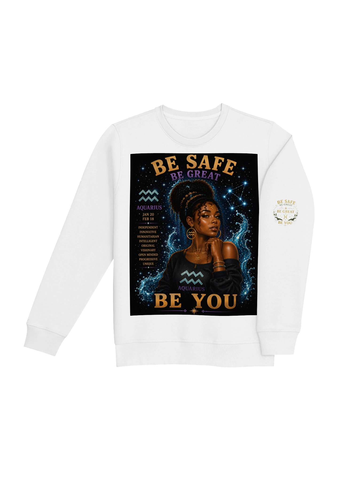 Aquarius For the visionaries. Innovative. Independent. Humanitarian. Aquarius isn’t afraid to think differently. 🌊 Be Safe. Be Great. Be You. product image (12)